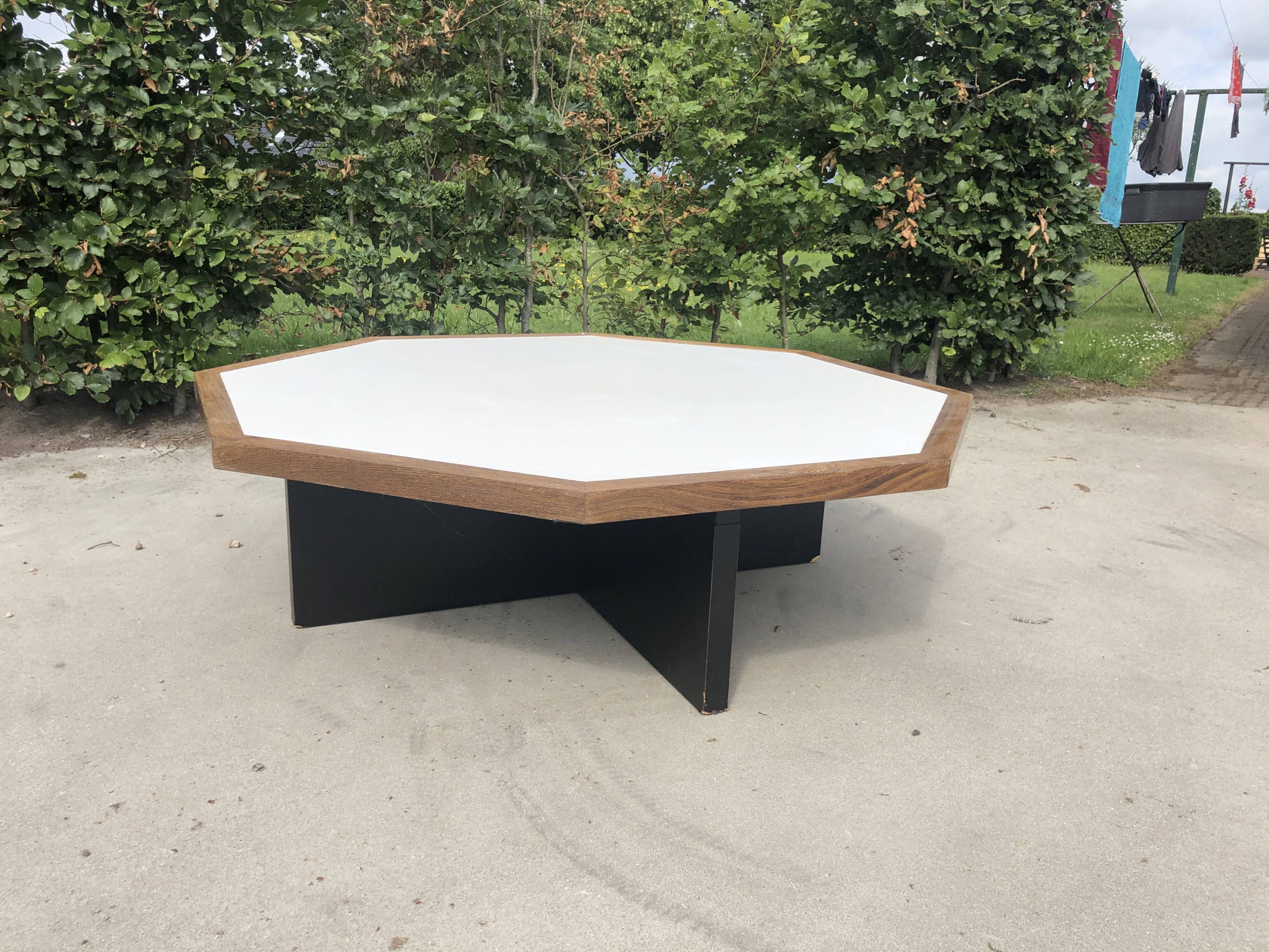 Vintage coffee table wenge hexagon 1960