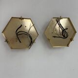 Set of 2 hexagonal wall lamps by Sothis, Italy 1980s