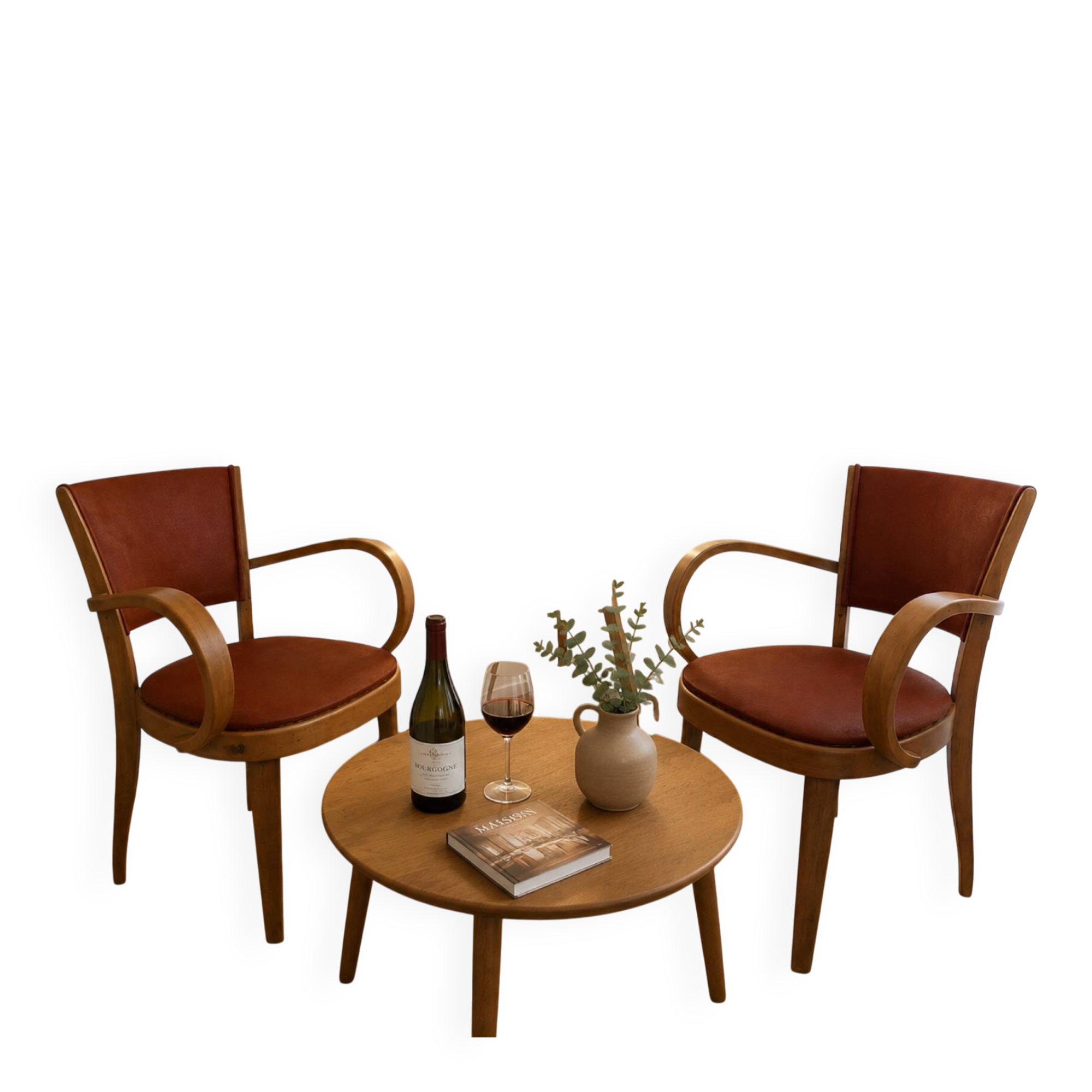 Pair of Fischel armchairs in bent wood