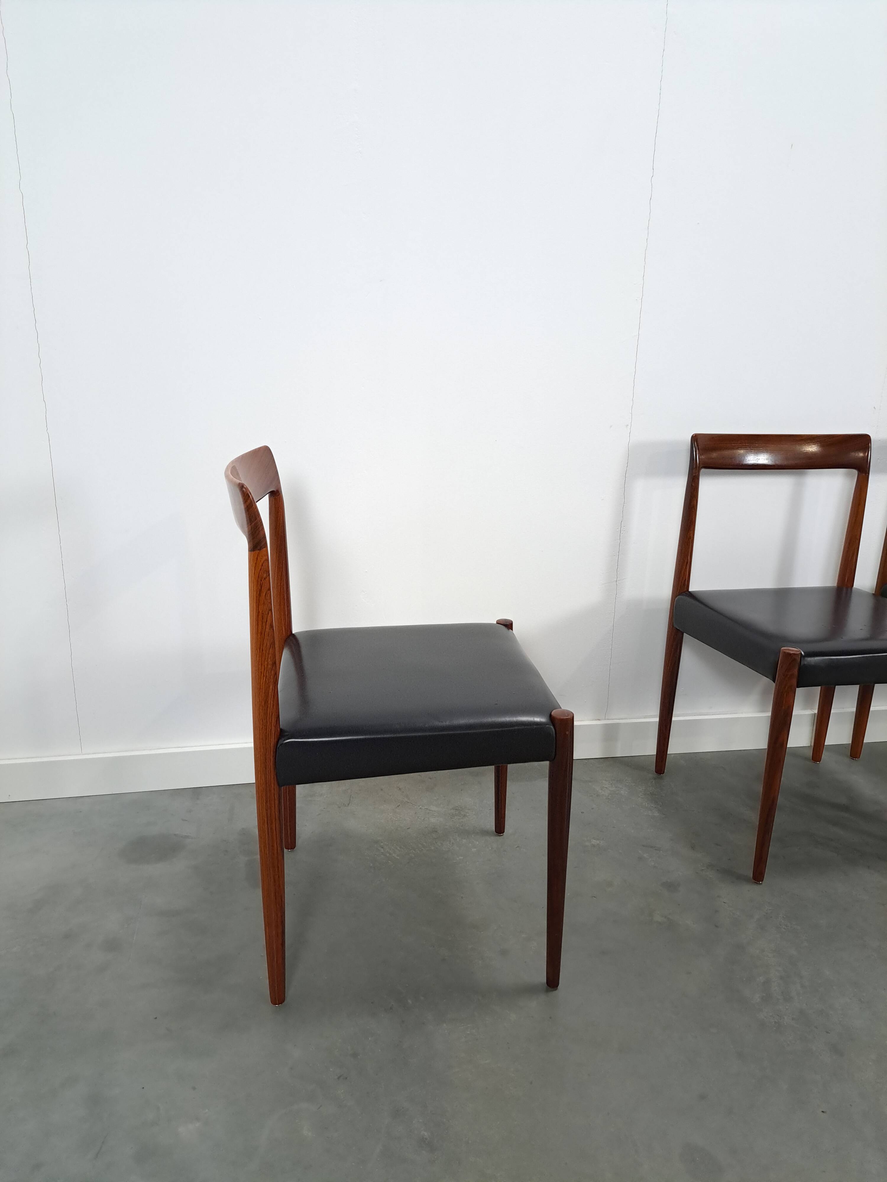 Ensemble design de chaises Lubke en bois de rose 7x