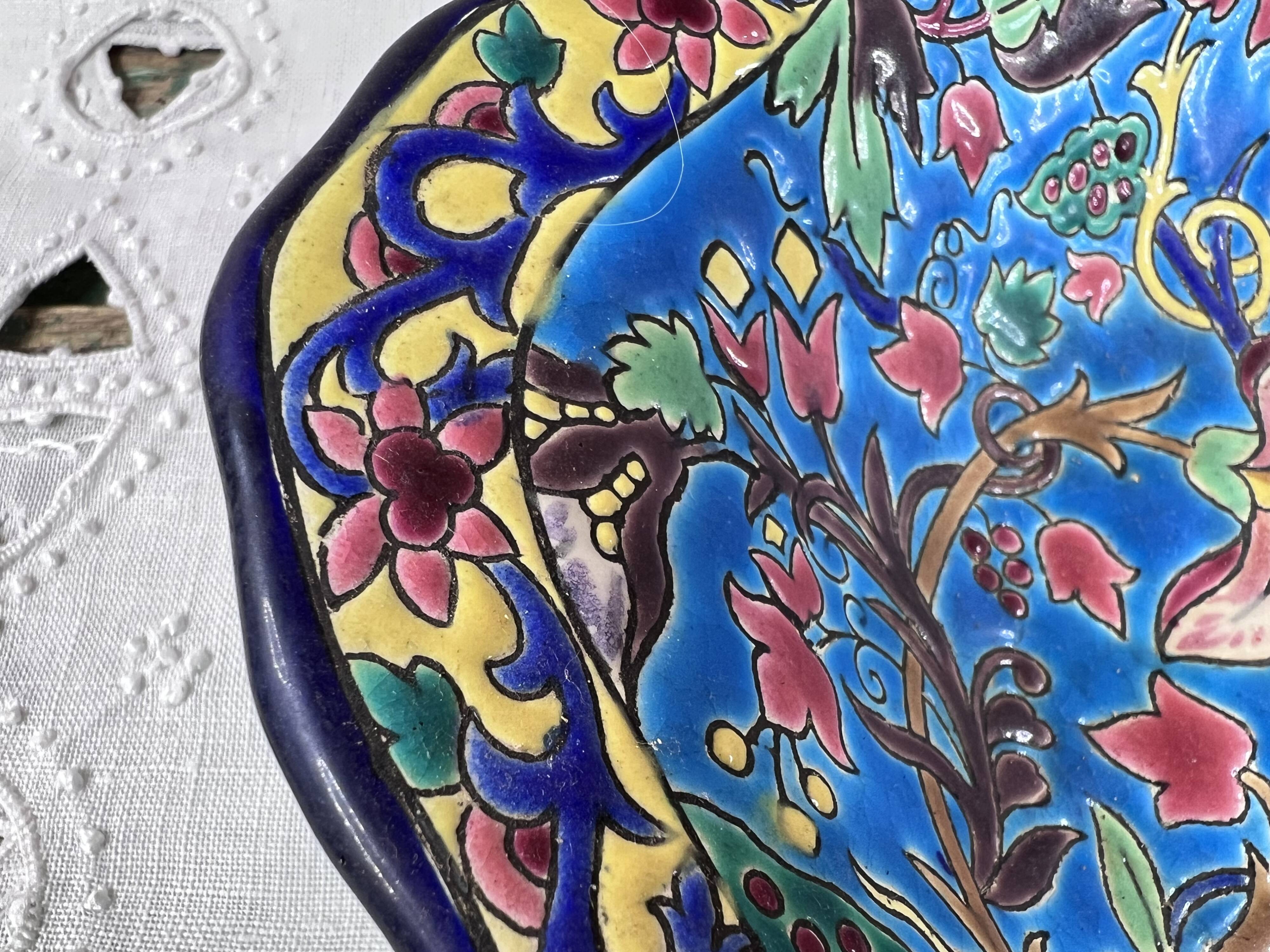 Decorative bowl in Longwy enamels