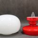 1970s Stepan Tabery Red Glass Mushroom Table Lamp, Czechoslovakia