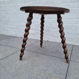Wooden coffee table twisted tripod base