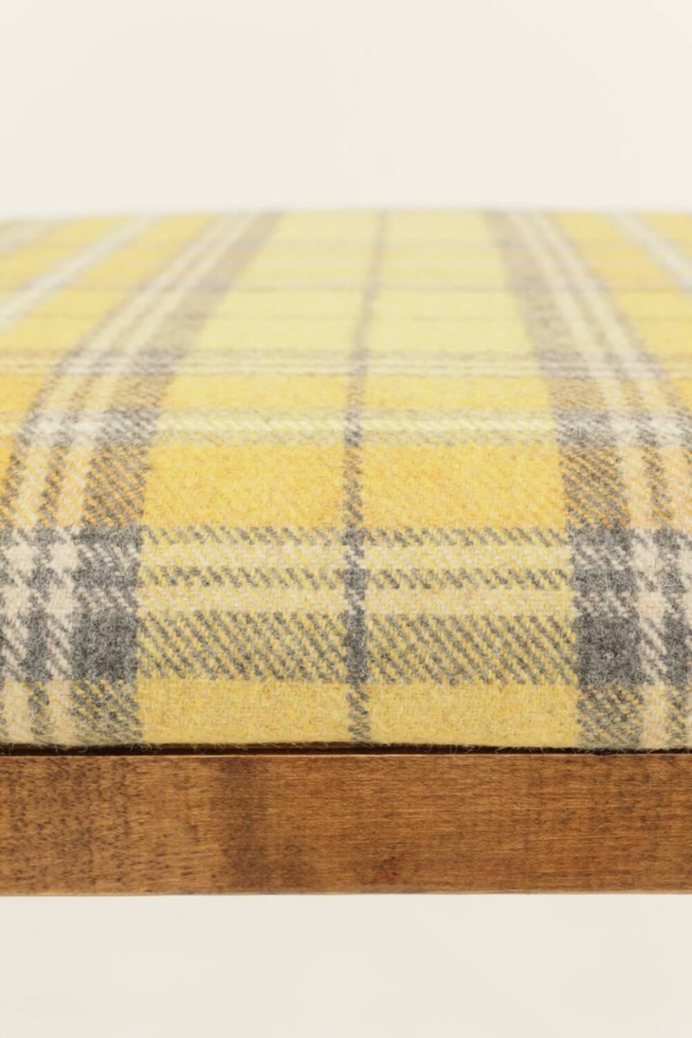 Set of 3 natural wood yellow wool bar stools