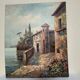 Vintage oil painting "Mediterranean Seaside" – Signed Rossini