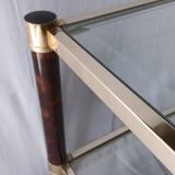 70s glass and brass coffee table