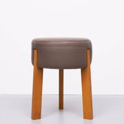 Top quality Leather Pouf 3 Oak legs 1990s