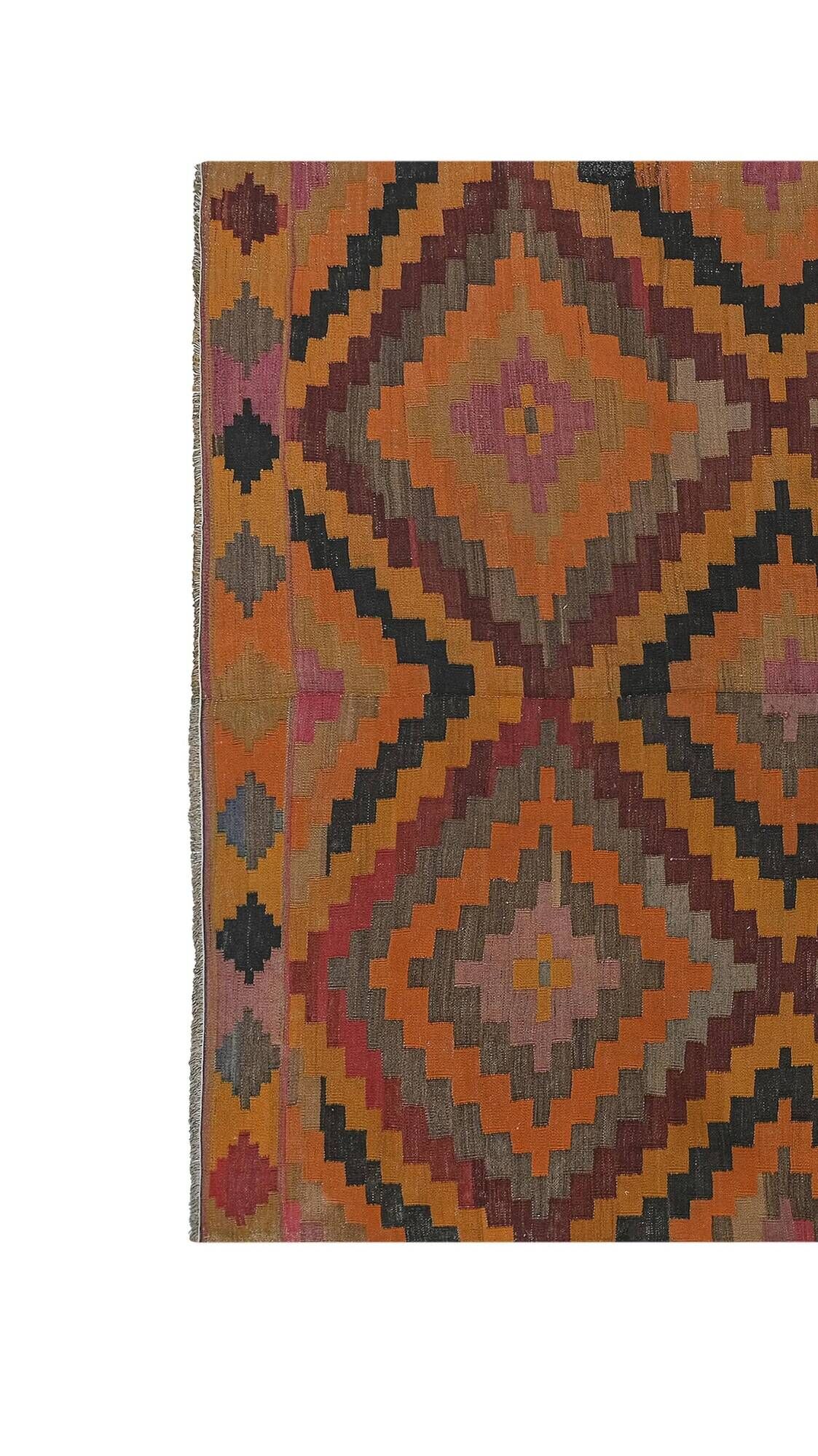 Vintage Turkish kilim, handwoven, 195x321 cm.
