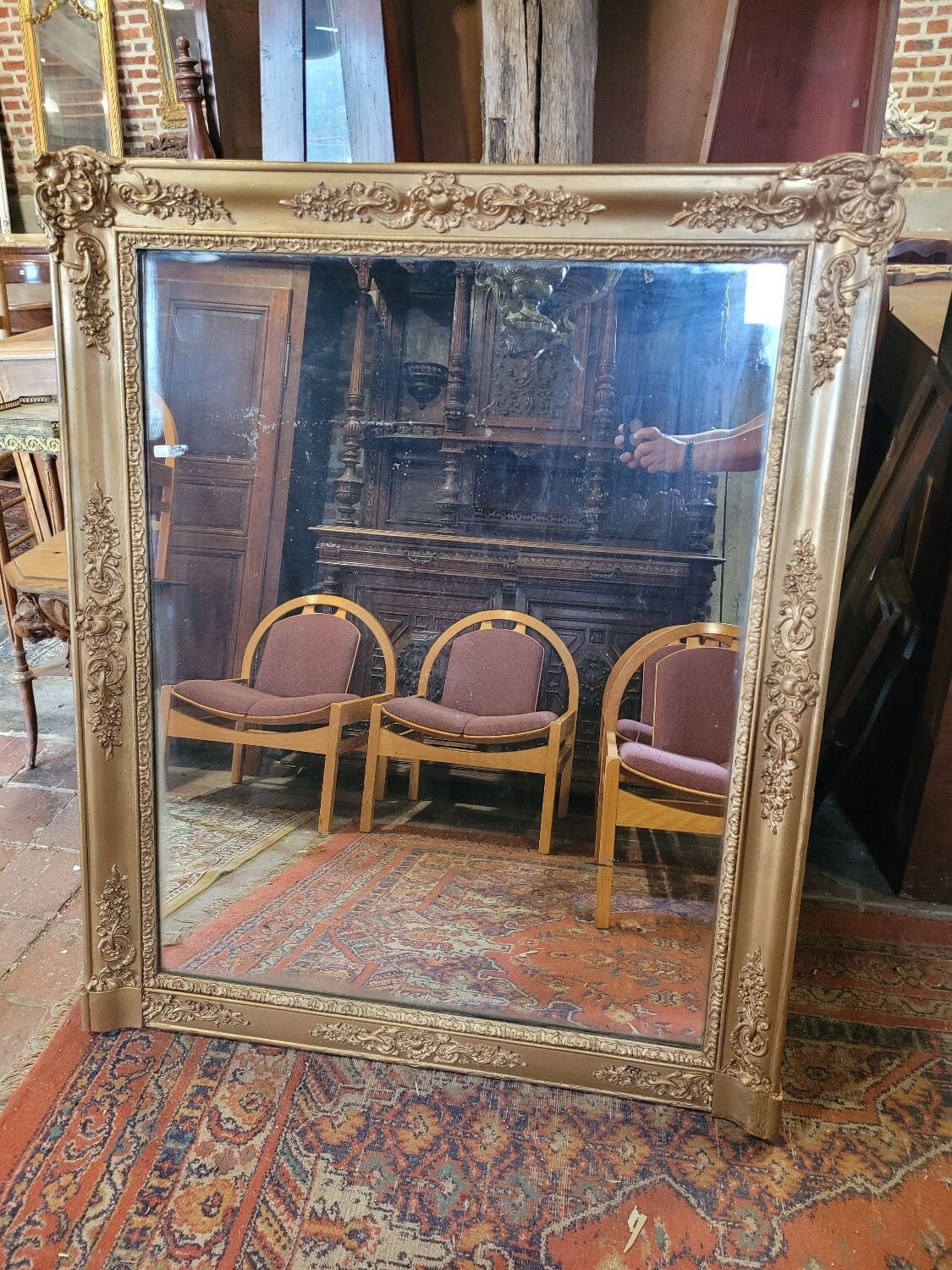 Golden mirror xixth period restoration 132×110cms
