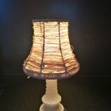 Alabaster and raffia bedside lamp