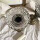 Pair of openwork brass candlesticks and glass bobeches