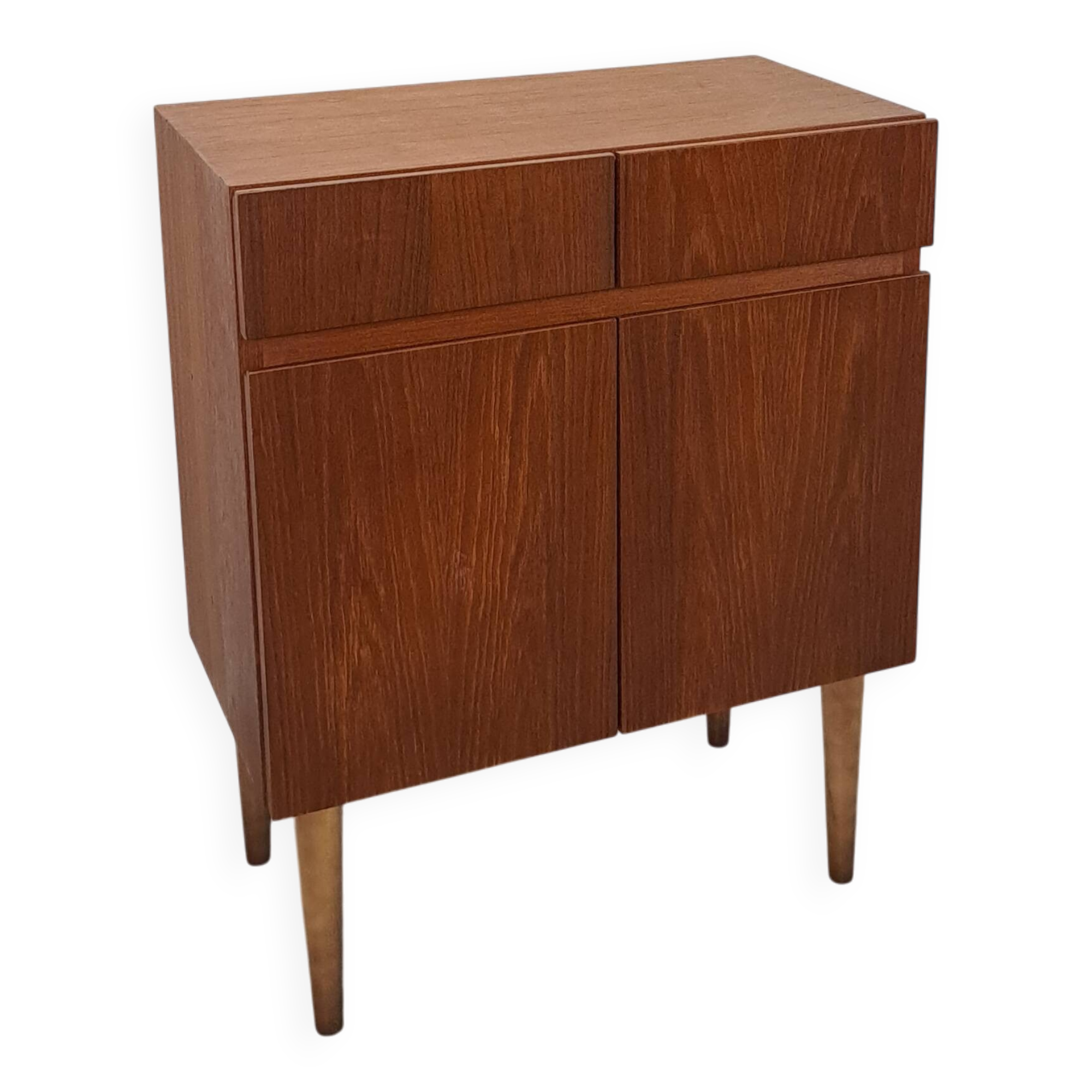 Teak fineer kastje met lades, nr. 2