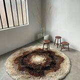 Round vintage wool rug