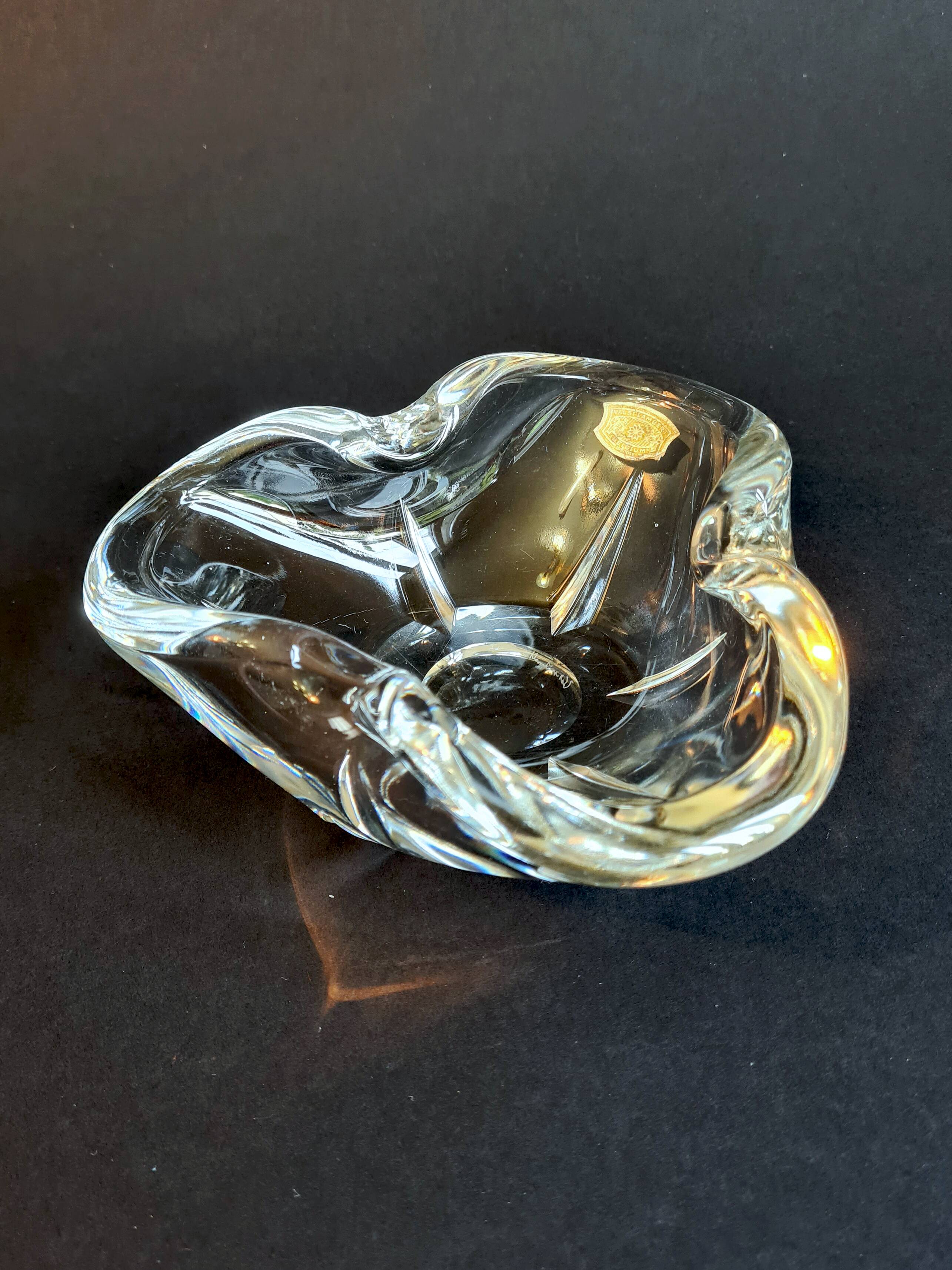 Val Saint Lambert Blown Crystal Ashtray / Pocket Tray (Vintage)