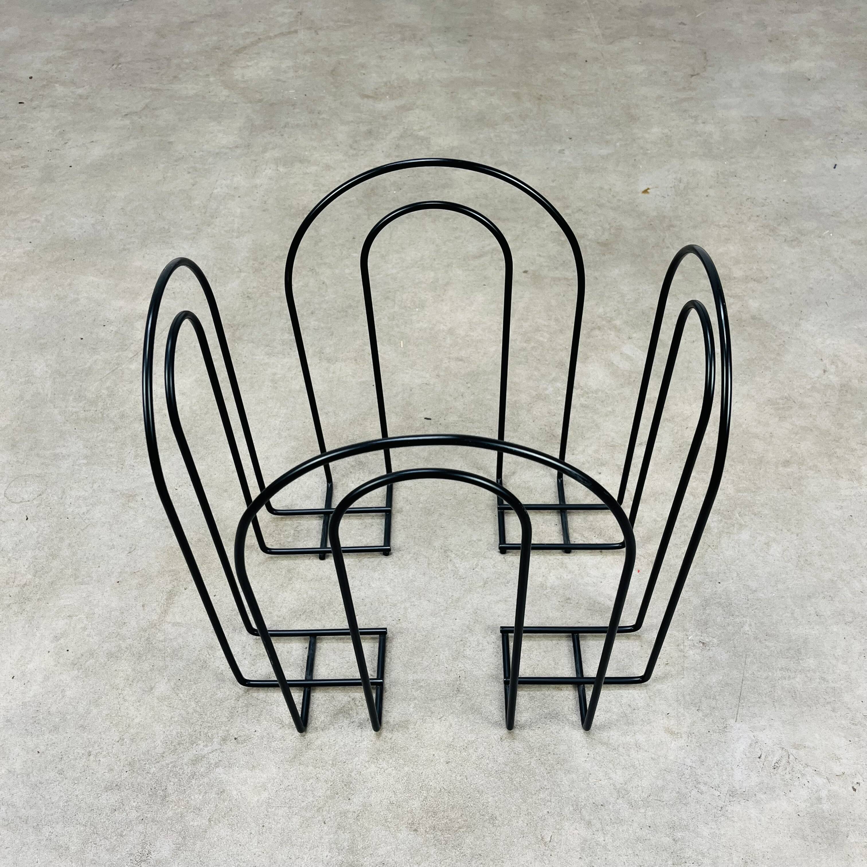 Postmodern magazine rack 80s black metal vintage memphis
