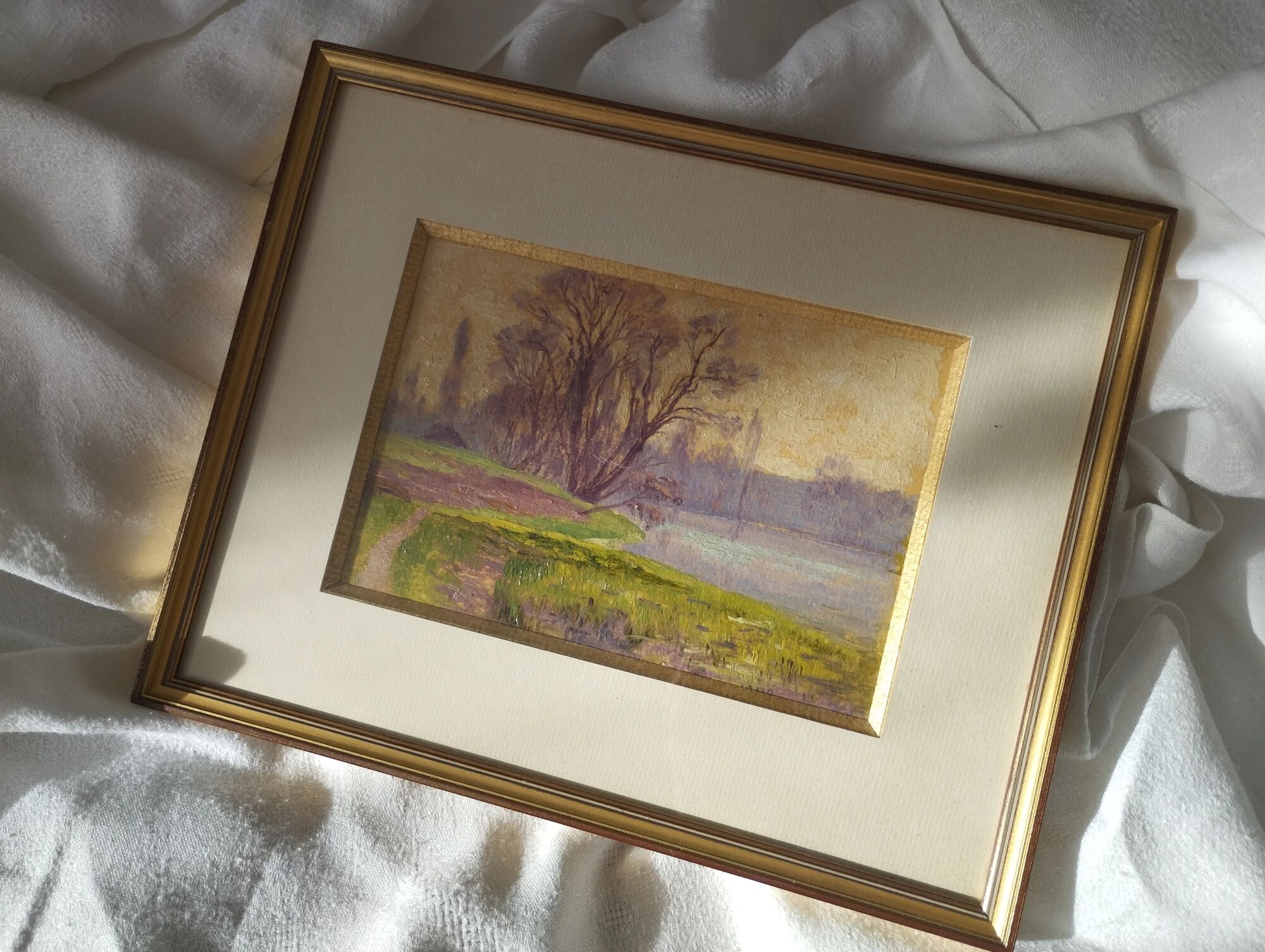 Henri Rosier, Ponds of Ville d'Avray. Oil on framed paper.