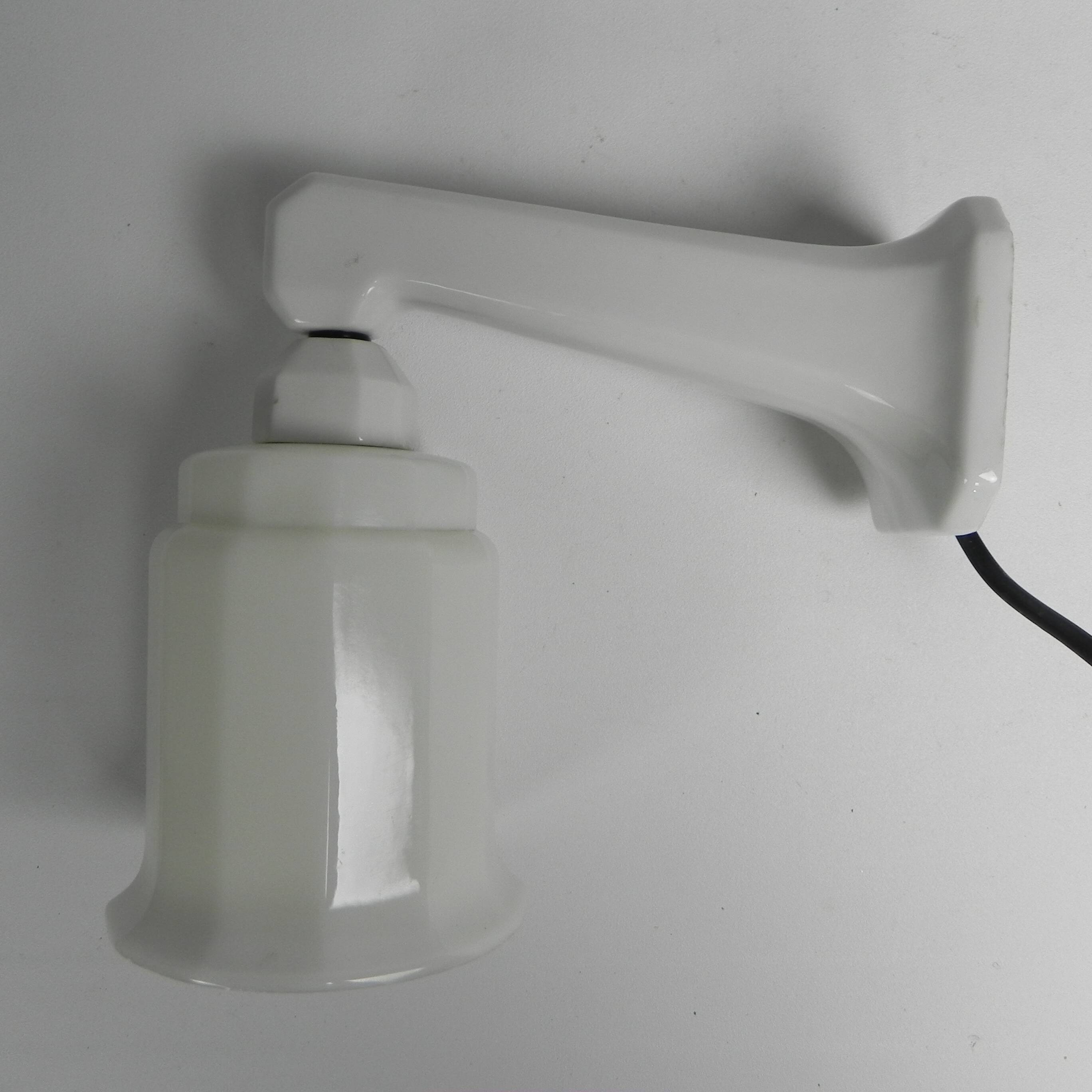 Art Deco wall light in porcelain with opaline shade, 1930s.