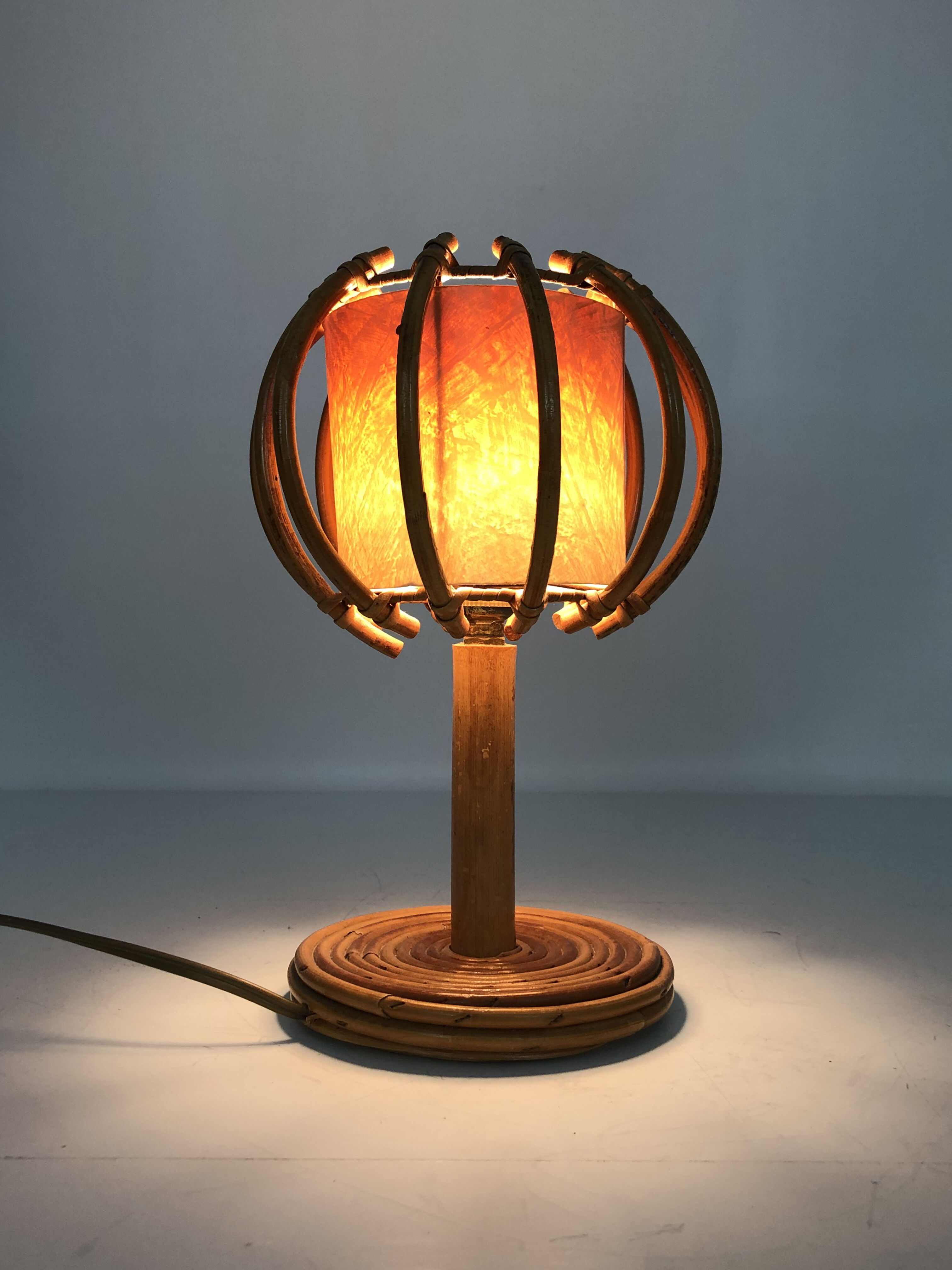 Rattan bedside lamp, 50s