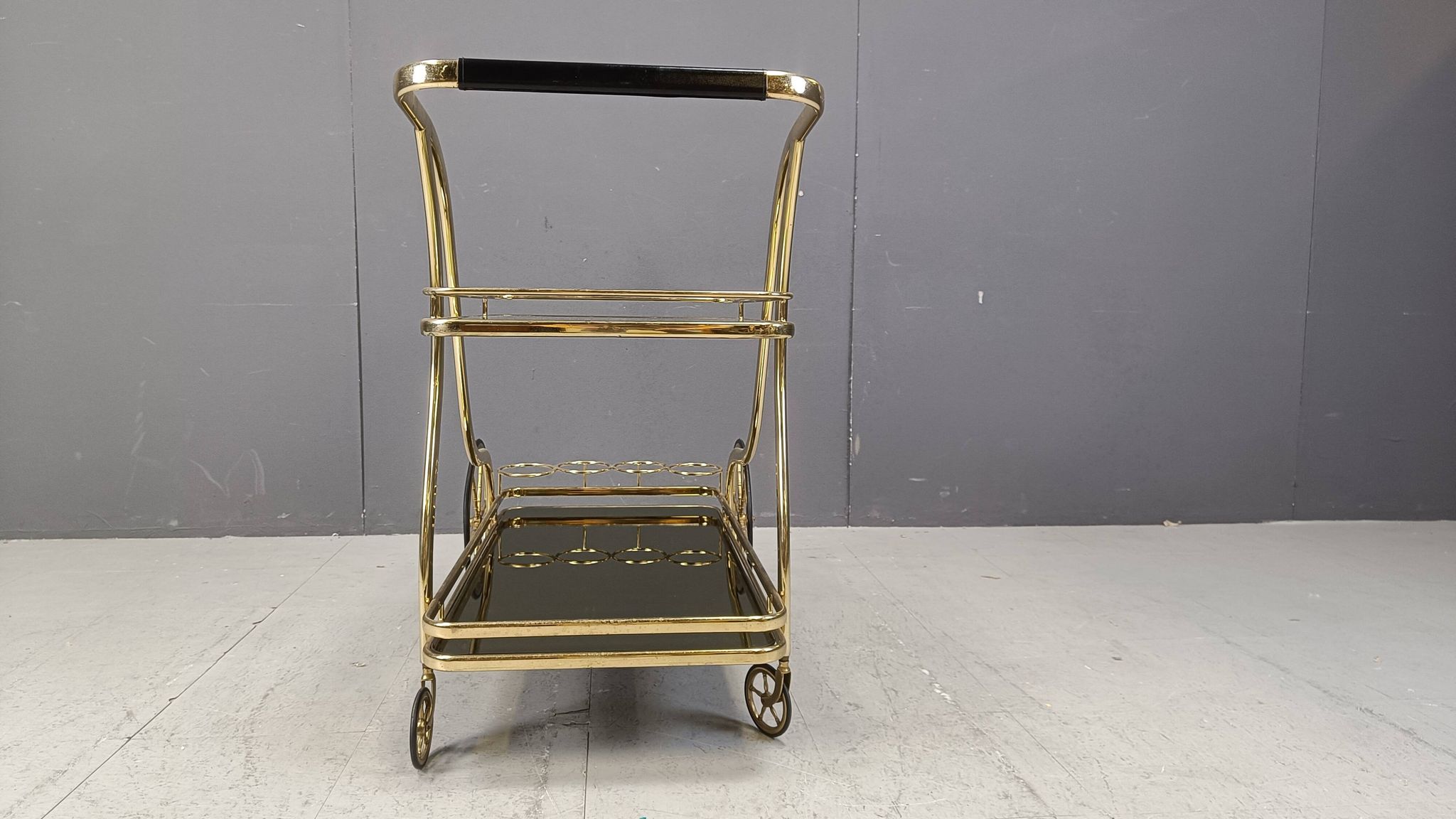 Vintage brass drinks trolley, 1970s