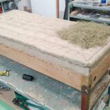 1930s Extraordinary Art Deco Ottoman in Sheepskin Upholstery, Czechoslovakia