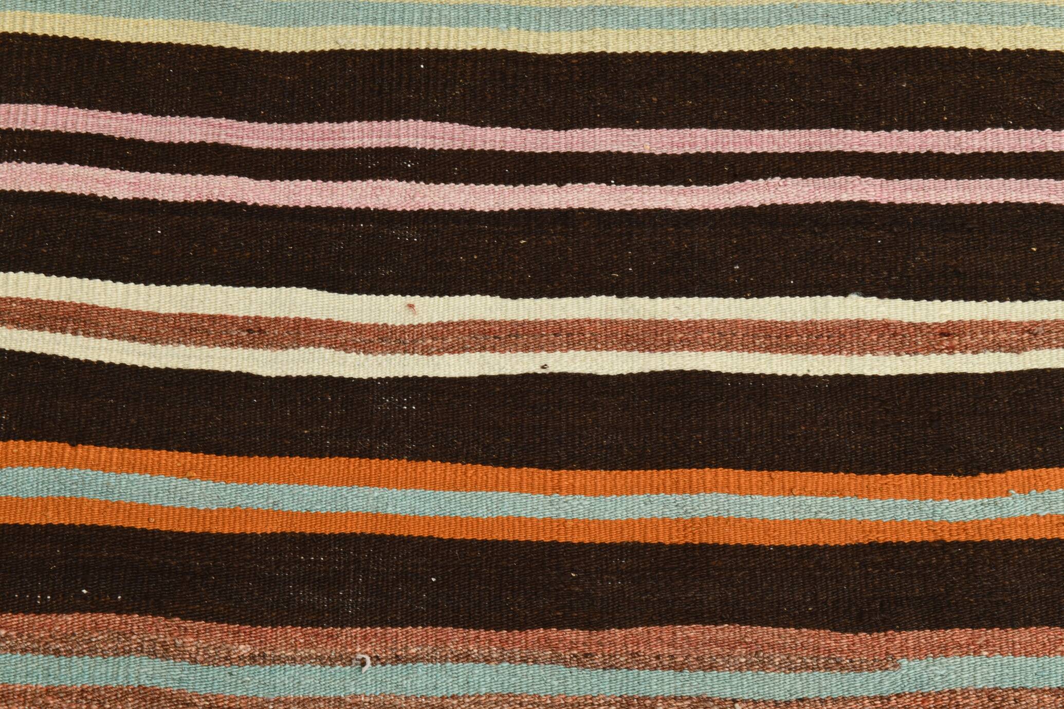 Tapis Kilim à rayures marron et beige