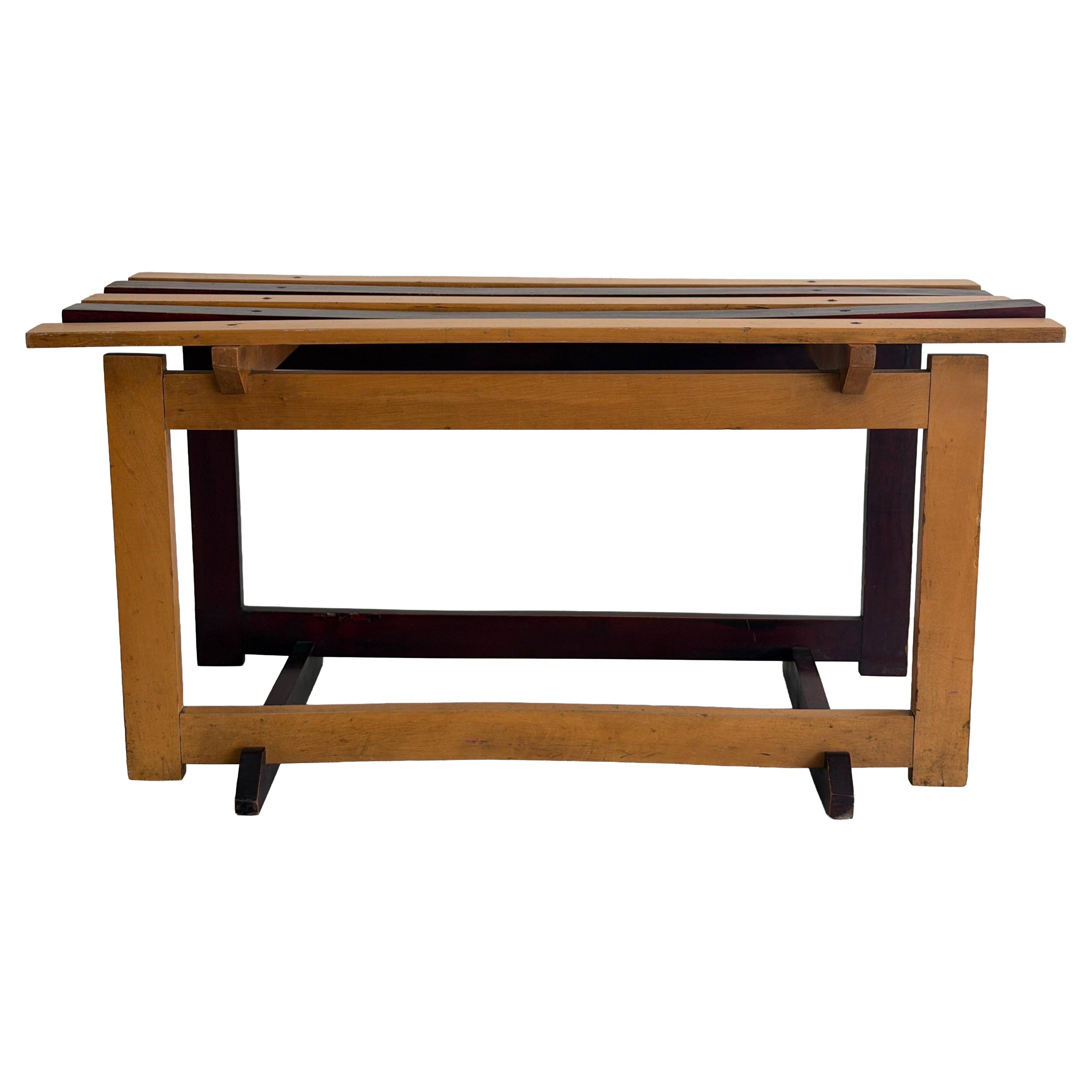 Mid-century Italian solid wood two-tone bench, 1950s, Italy