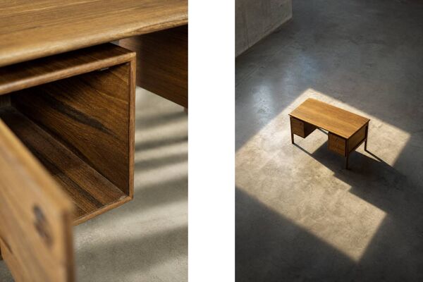 Bureau vintage danois moderne en teck des années 50 par Arne Vodder pour GV Møbler
