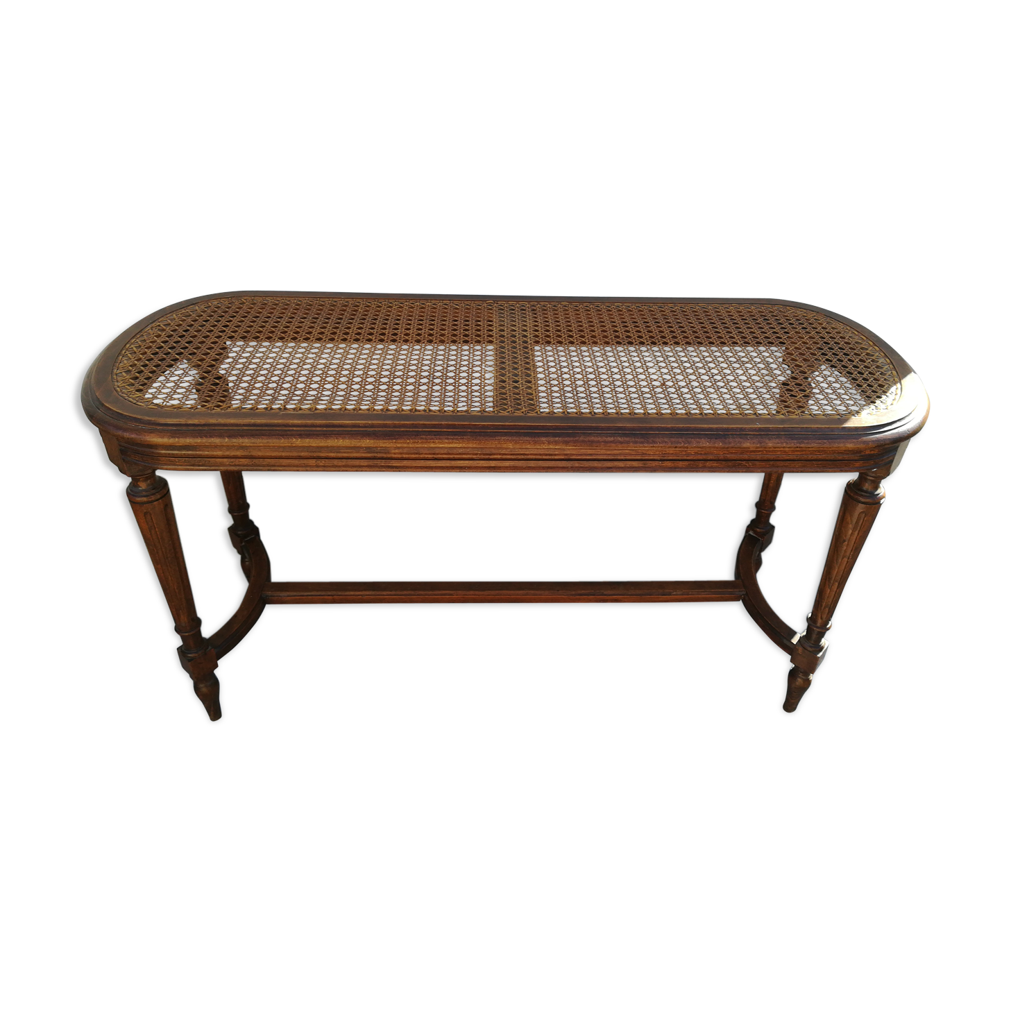 Piano bench in caning