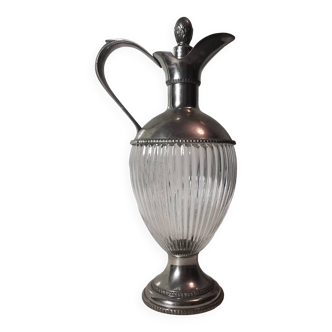 Ewer carafe in pewter and glass "les étains du manoir" 20th century