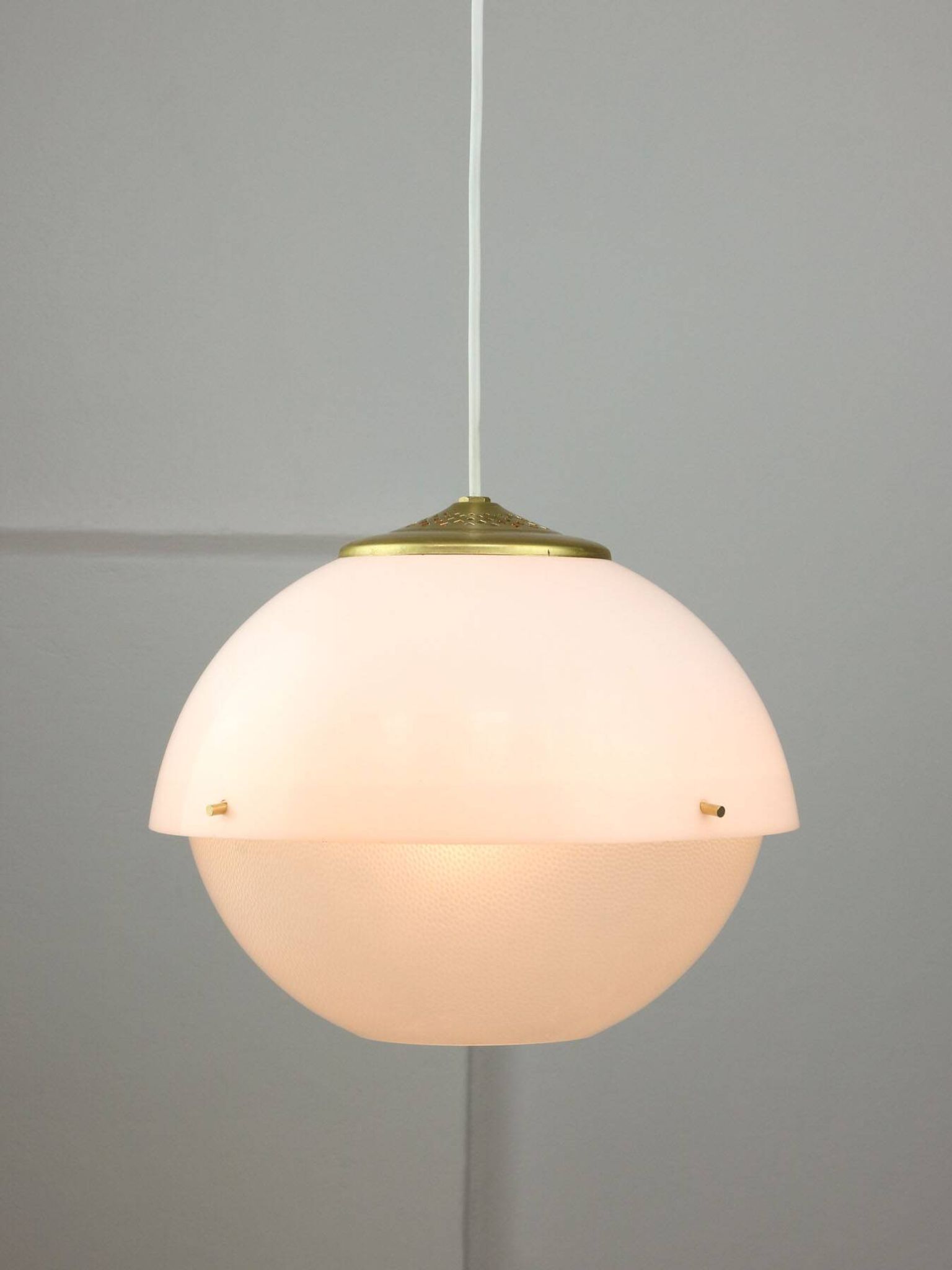 Italian Space Age Pendant in Brass and Plexiglass, 1970s