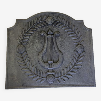 Old fireplace plate decor lyre n6