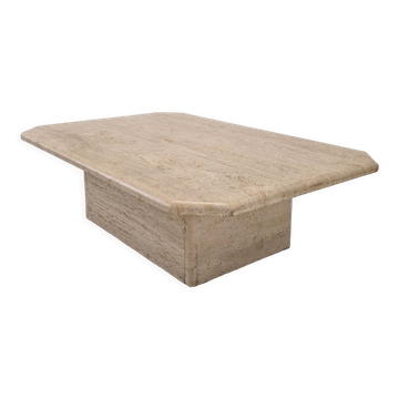 Table basse italienne en travertin, années 1980