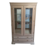 Display case in whitewashed oak