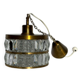 Hans-Agne Jakobsson Brass & Crystal Chandelier – Sweden, 1960s