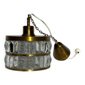 Hans-Agne Jakobsson Brass & Crystal Chandelier – Sweden, 1960s