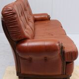 20th Century 3-Seater Sofa — Leather & Wood — Timeless Scandinavian-Inspire