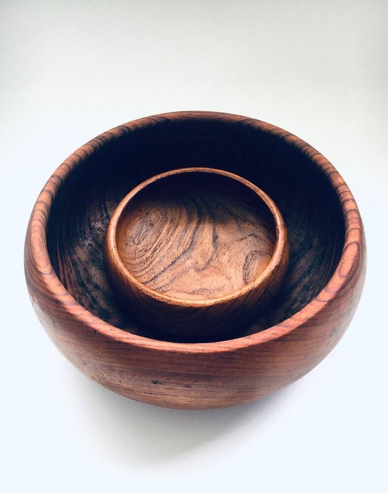 Mid-Century Scandinavian Round Teak Bowl Set, Denmark, 1960s, Set of 2