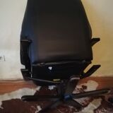 Vintage Danish leather armchair and ottoman