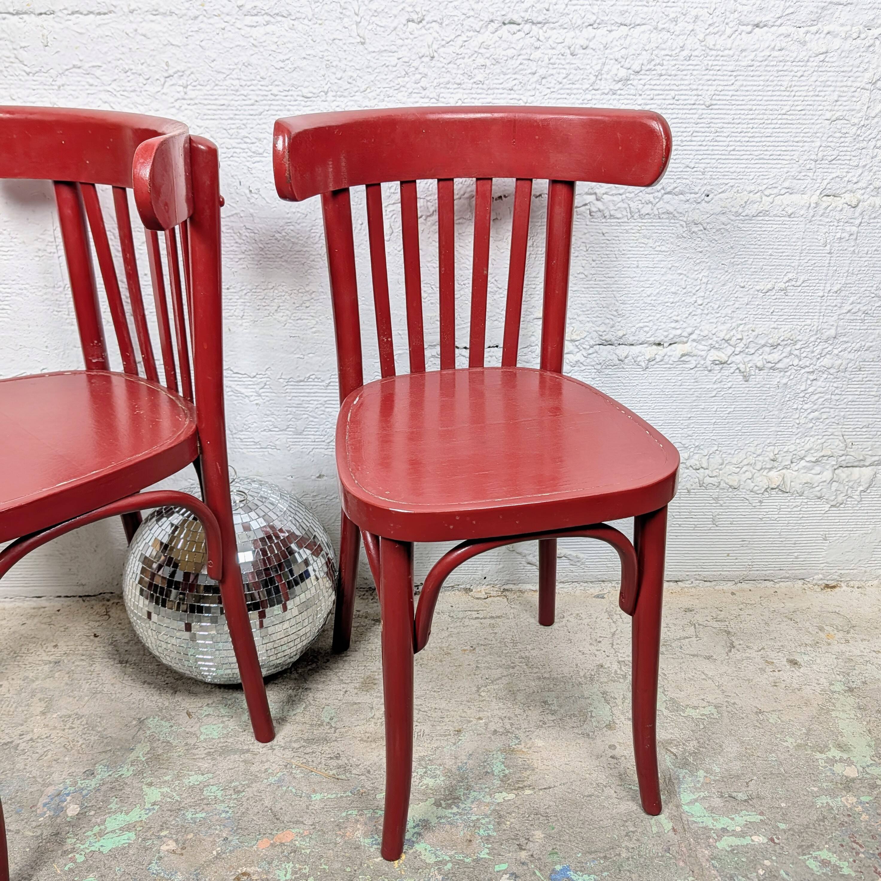 Pair of curved wooden bistro chairs