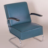 Fauteuil Blue Mucke Melder fabriqué dans les années 1930 en Tchéquie.