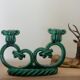 Vallauris France candle holder from the 1960s in green twisted ceramic