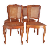 Set of 4 wooden and cane chairs in the Regency style