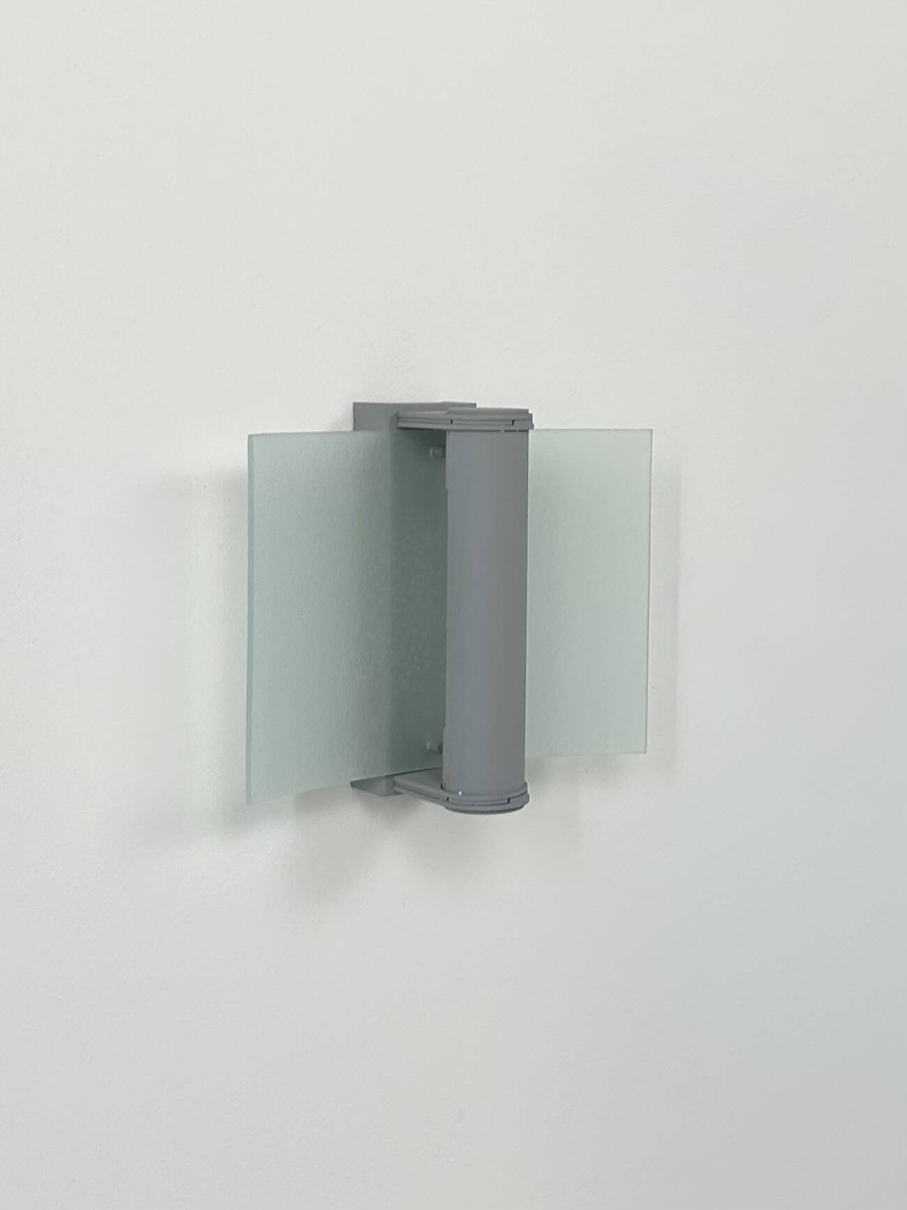 Vintage wall light, grey lacquered metal and frosted curved glass, France, 1980.