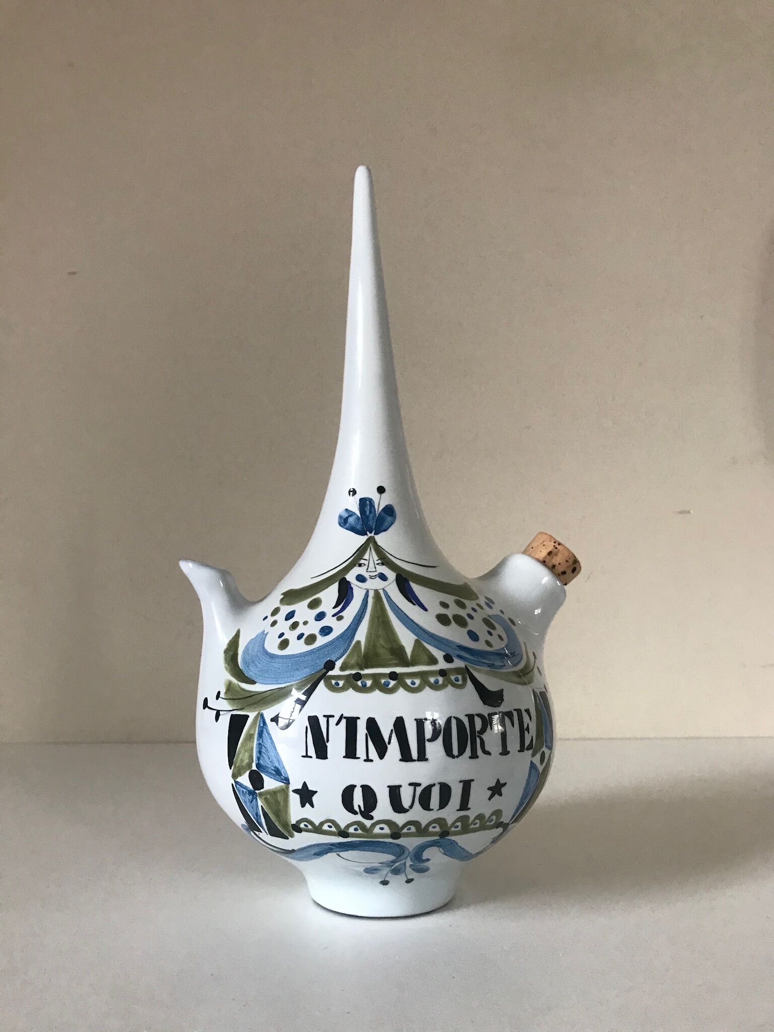 Ceramic alcohol bottle design roger capron 1960