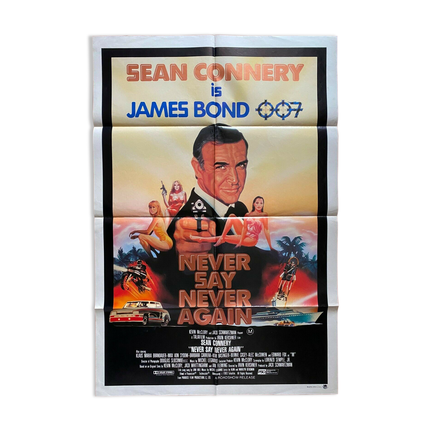 Affiche cinéma originale "Jamais plus Jamais" Sean Connery, James Bond 69x102cm 1983