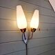 Vintage double wall light in brass and white opaline, 1950s-60s