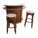 Bar set in bamboo and rattan with its two stools