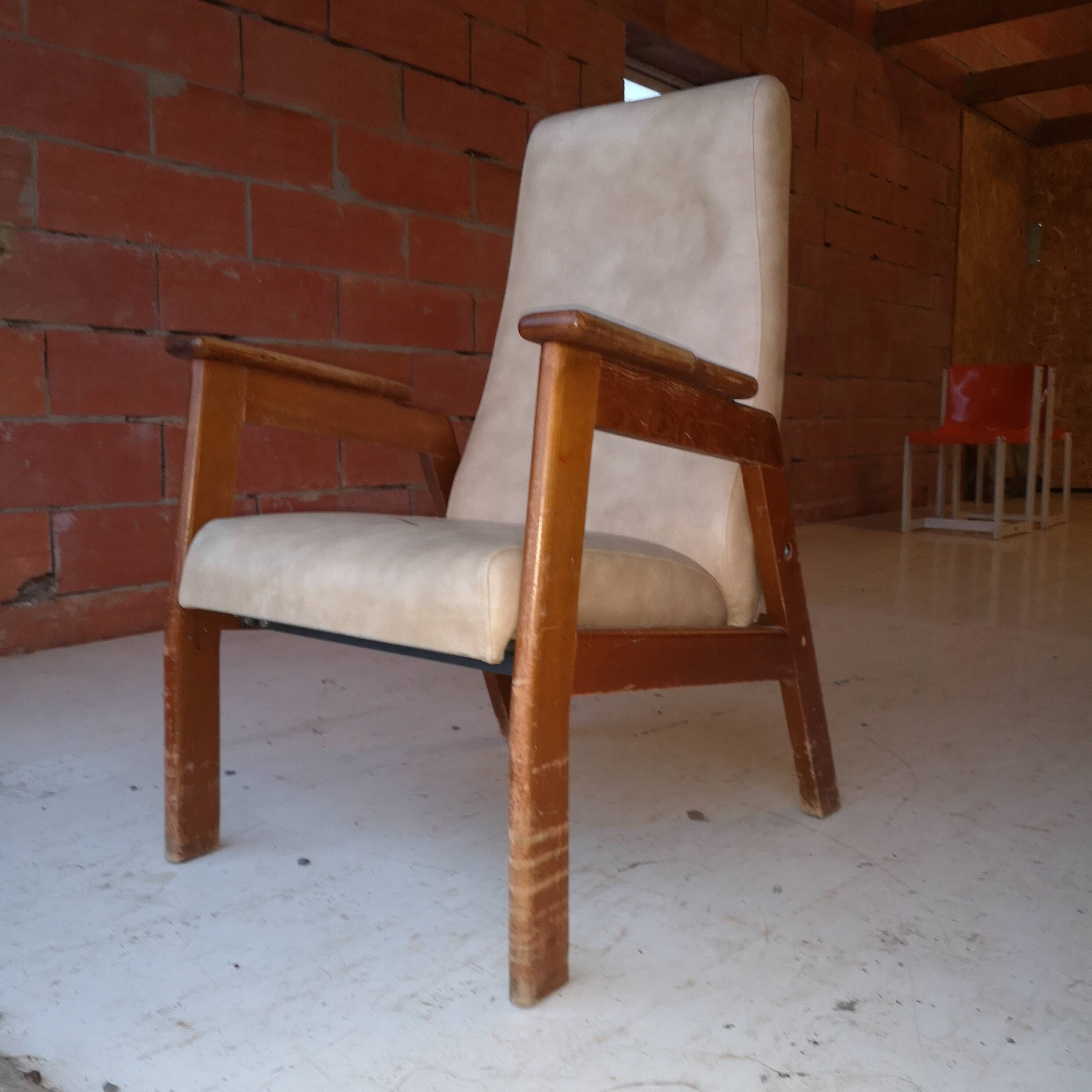 Modernist armchair in the design of René Gabriel in oak.