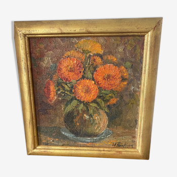 Oil on canvas "bouquet of marigolds"