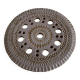 Pottery trivet 1970 in incised perforated stoneware